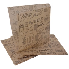 SKIR'CO Fast Food Bags 17 x 17 cm Sandwichbeutel, Lebensmittelverpackung, Snackaufbewahrung, fettbeständig (1000)