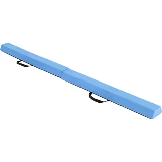 COSTWAY 210 cm langer, zusammenklappbarer Schwebebalken, Turnbalken mit Schaumstoffboden, abnehmbarem Wildlederbezug & rutschfester Unterseite Blau - Blau