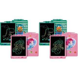 DYNASONIC (Pack 2 DYNA-PM) Farb-LCD-Schreibtablett, 10 Zoll für Kinder, Magnettafel zum Zeichnen, Lernspielzeug, Geschenk für Kinder, Whiteboard (Packung mit 2)