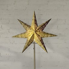 Bild Wechsel-Schirm Weihnachtsstern Antique von Star Trading, 3D Papierstern Weihnachten in Gold mit Ornamenten, Dekostern Ø: 48 cm