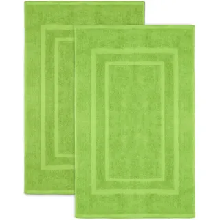 NatureMark 2er Pack Badvorleger Badematte | Premium Qualität | 100% Baumwolle | 50 x 80 cm | Duschvorleger Duschmatte Doppelpack | (2er Pack 50 x 80 cm, Apfel grün)