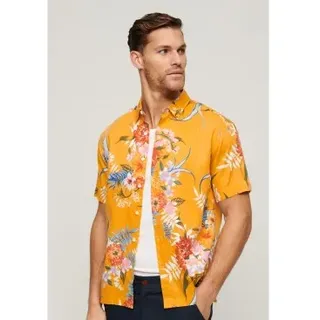 Superdry für Herren. M4010353A Hawaii-Hemd gelb (M), Lässig, Modal, Kurzarm
