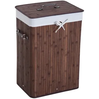 Homcom Wäschekorb, mit Deckel Segeltuchsack Bambus, Dunkelbraun 40 x 30 x 60cm