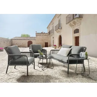 Destiny GENUA 1xSofa, 2xSessel, 2xTisch Ø60x40cm & Ø40x50cm, anthrazit