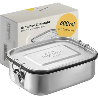 SILBERTHAL Brotdose Edelstahl 800ml für Kinder mit Fächern & Dichtung – Lunchbox Kinder & Erwachsene – Auslaufsicher & Leicht - Ideal für Unterwegs & Camping