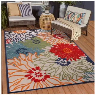 Sanat Teppich »Floral 2 Outdoor« rechteckig 6 mm Höhe In- und Outdoor geeignet, Blumen, Balkon, Terrasse, Außenbereich, bunt