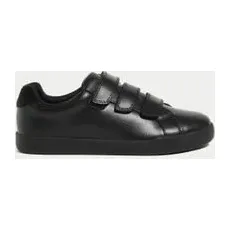 M&S Collection Chaussures enfants en cuir à bande auto-agrippante, idéales pour l'école (du 32 au 43) - Black, Black - 9 L