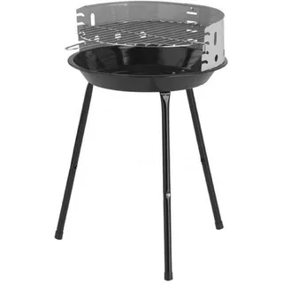 Michelino Standgrill Ø 36cm Feuerschale und Winschutz emailiert Grillrost verchromt BBQ Grill Holzgrill Säulengrill grau