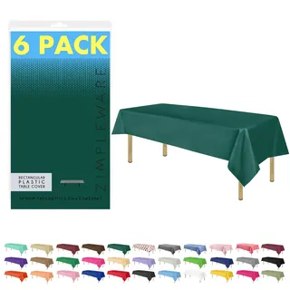 Zimpleware Einweg-Tischdecke, Kunststoff, rechteckig, 137,2 x 274,3 cm, Dunkelgrün, 6 Stück