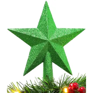 Christmas Concepts® 20cm Glitzer-Baumkronen-Sterndekoration – Weihnachtsbaumspitze (Smaragdgrün)