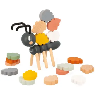 Janod - Sweet Cocoon Balancierspiel Ameise - Kleinkindspielzeug - Entwicklung der Feinmotorik - 1 Ameise + 20 Blätter zum Stapeln - Spielzeug aus FSC-Holz - Ab 24 Monaten, J04053