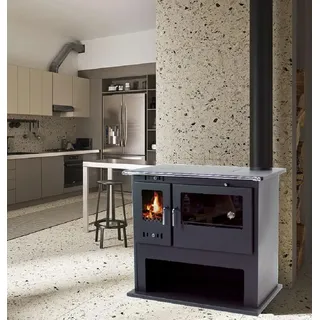 Apex Digital Holzherd 10.5kW Küchenofen mit Herdplatte Backfach Heizofen Holzofen EEK A 56309 - Schwarz