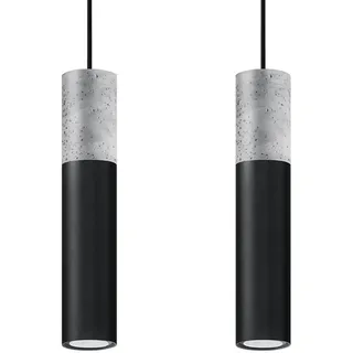 Hängeleuchte BORGIO 2 schwarz 2xGU10 10W Stahl/Beton 90x6x30cm Sollux Lighting - Grau