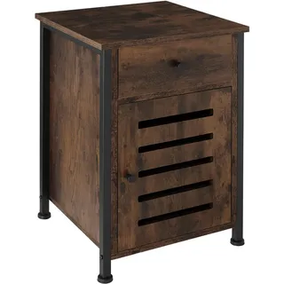 tectake Nachtschrank Waterford, 40 x 42 x 60,5 cm, Industrial Holz dunkel, rustikal , Rostfarben , Holzwerkstoff , Quadratisch , 40x60.5x42 cm , Schlafzimmer, Nachtkästchen