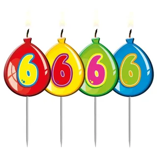 Folat 4 Zahlenkerzen * Zahl 6 * ┃ Ballon Design ┃ 6. Geburtstag ┃ Kindergebu