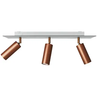 Creative Cables Mit Bulb Lampe Mit 3 Glühbirnen Mit E14-fassung Und Rechteckigem Rose-one Xxl-lampenschirm - Satin Copper - One Size