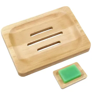 1 Stück Seifenschale,Soap Holder,Seifenschale mit Ablauf,Naturholz Bambus Seifenschalen,für Seife,Schwämme,11 * 18cm