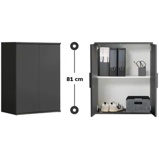 mokebo Mehrzweckschrank Schwarz, Holzwerkstoff, 1 Fächer, 60x81x34 cm, Waschküche, Mehrzweckschränke