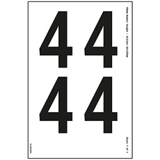 Ein Zahlenblatt – 4 – 36 mm Zahlenhöhe – 300 x 200 mm – selbstklebendes Vinyl