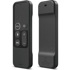 elago R1 Intelli Case Cover Silikonhülle Kompatibel mit Apple TV 4K 4. und 5. Generation Siri Remote Fernbedienung [Magnettechnologie] [Handgelenkschlaufe Inbegriffen] - Schwarz
