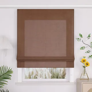 Yujiao Mao Halbtransparentes Raffrollo mit Klettband Modernes Unifarben-Fensterrollo aus hochwertigem Stoff Blickdichter Sichtschutz für Wohn- und Schlafzimmer 1 Stück,Kaffee BxH 120x140cm