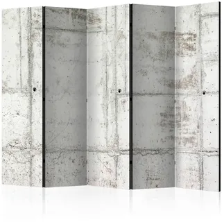 artgeist Paravent , Weiß, Hellgrau , Holz, Textil , Kiefer , massiv , Betonoptik , 225x172x3 cm , Motiv auf Vorder- und Rückseite , Wohnzimmer, Raumteiler, Paravents