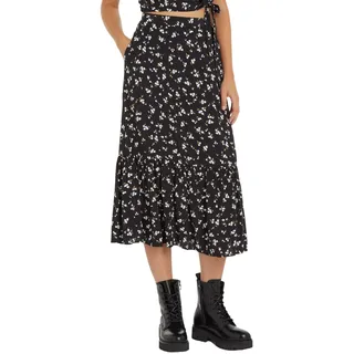 Tommy Jeans Damen Rock Floral Ruffle Midi-Länge, Schwarz (Spring Floral), 6XL