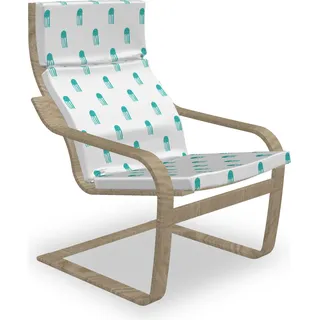 ABAKUHAUS Qualle Poäng Sessel Polster, Lustige Zeichen für Kinder, Sitzkissen mit Stuhlkissen mit Hakenschlaufe und Reißverschluss, Türkis und Weiß - Türkis