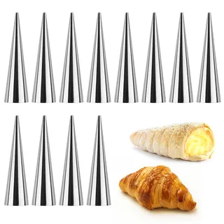 Cannoli Formen Backform 12 Stück Cannoli Form Röhrchen Molds Edelstahl Schaumrollen Backform für Backen Zuhause 12,4 x 3,4cm