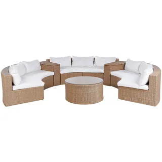 Beliani Lounge Set 9-tlg. Sandbeige/Weiß