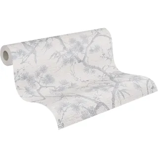 A.S. Création Metropolitan Stories II Vliestapete Äste mit Vögeln silber weiß FSC®