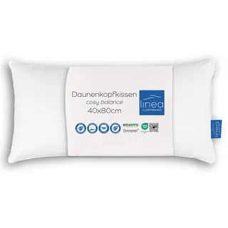 LINEA by böhmerwald - cosy - hochwertiges Kopfkissen balance, 40x80, 70% Federn Klasse 1, 30% kuschlige neue Daunen, Allergiker geeignet, waschbar bis 60°C, in Deutschland produziert
