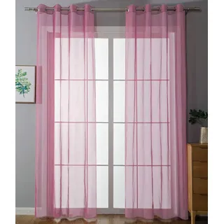 2er Set Ösenvorhänge Transparent »Uni« Gardine HxB 245x140 cm Rosa Stores Vorhang Ösen Bleibandabschluß Wohnzimmer, 20332-cn2