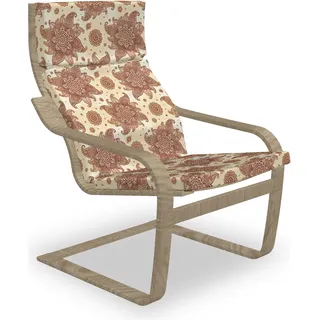 ABAKUHAUS Brown Paisley Poäng Sessel Polster, Herbst-Töne Damast, Sitzkissen mit Stuhlkissen mit Hakenschlaufe und Reißverschluss, Creme Paprika Elfenbein - Creme