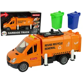IMPORT LEANTOYS Müllwagen mit Friktionsantrieb Soundeffekte Orange - Orange