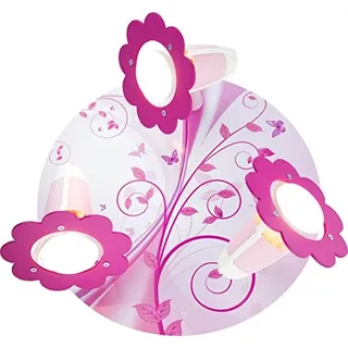 Elobra Phantasie Kinderzimmer Wandlampe Kinderlampe, Schmetterling Lampe, Rondell mit 3 schwenkbaren Spots, Rosa,