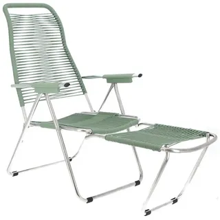 Jan Kurtz Garten-Relaxsessel , Edelstahlfarben, Salbeigrün , Metall, Kunststoff , 60x110x48 cm , Typenauswahl, klappbar, inklusive Armlehnen , Gartenmöbel, Gartenliegen, Liegestühle
