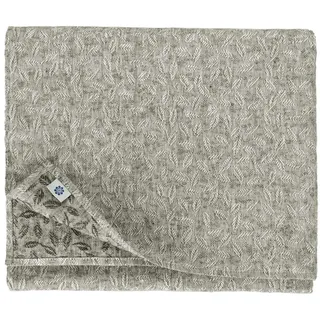 Linen & Cotton Luxus Jacquard Damast Tischdecke Tischtuch Tischwäsche Isla - 100% Leinen, Weiß/Weiss Schwarz (140 x 200 cm) Festliche Rechteckige für Home Küche Dekoration Gastronomie Hotel Hochzeit
