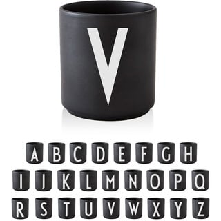 Design Letters Buchstaben Porzellan Kaffeetasse A-Z Schwarz | Weihnachten dekoration | Weihnachtsgeschenke für Frauen, Männer | Dekorativ Design Tasse in Premium Porzellan mit eingravierter Buchstabe