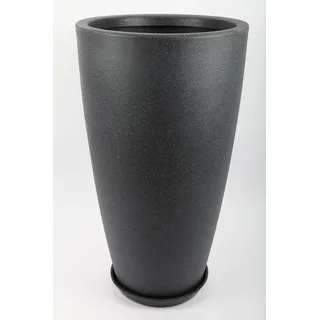 point-garden Blumentopf, Pflanzkübel, Pflanzgefäß mit Untersetzer, black stone