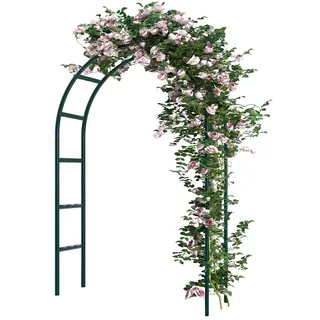 RUBFAC Gartenbogen-Rankgitter aus Metall für Kletterpflanzen im Außenbereich, Halloween-Bogen für Kürbis-, Ballon- und Rosendekoration, Hochzeiten, Weihnachten, Geburtstagsfeiern, 239 cm, Armeegrün
