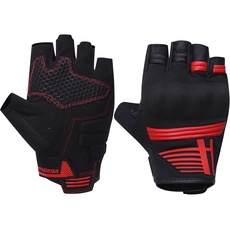 Harssidanzar Fingerlose Motorradhandschuhe,Sommer Atmungsaktiver Touchscreen Motorrad Reiten mit Hand Knuckle Motorrad MotorradcrossHandschuh für Männer KM050,RotSchwarz,Größe XL