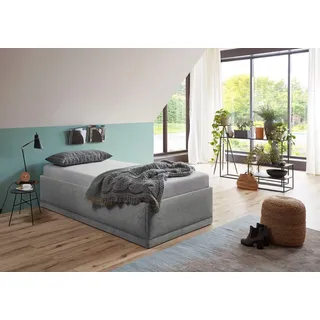 Westfalia Schlafkomfort Polsterbett »Texel« Komforthöhe mit Zierkissen, Bettkasten bei Ausführung mit Matratze, grau,