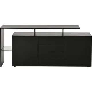 Flieks Sideboard LED Schwarz Hochglanz Mehrzweckschrank Stauraum , Holzwerkstoff , 35x70x160 cm , Kleinmöbel, Kommoden, Sideboards