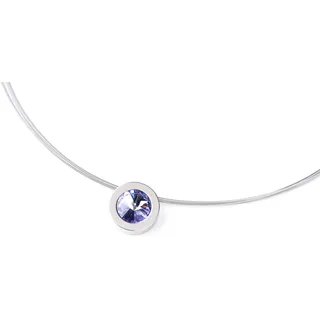 TIABELLE – Collier LARA aus Titan mit funkelndem Swarovski® Kristall – Silberfarbene Kette für Damen – allergenfrei & hautverträglich – Handmade in Germany (L=45cm | 15,9mm ø | Tanzanite)