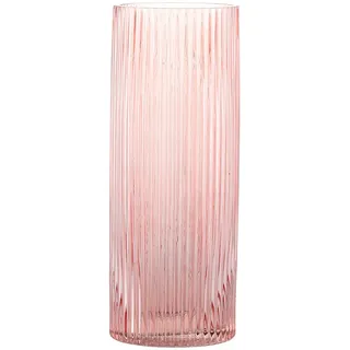 KAYLETIN Rosa Glasvase, Glas-Blumenvasen, gerippte rosa Vase, hohe Zylinderglasvasen für Wohnzimmer, Couchtisch, Esstisch, Büro, Hochzeit, Regal, 30 cm
