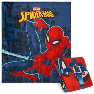 Disney Marvel Spiderman Fleecedecke für Kinder, Weiche Kuscheldecke 150x130cm (Blau Spiderman)