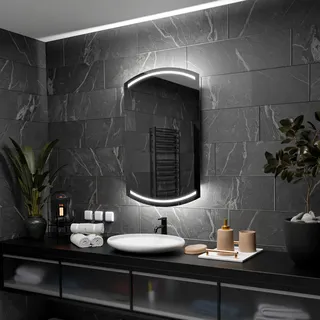 Ovaler Badezimmerspiegel mit LED-Beleuchtung - Kair - 50x100cm - Silber