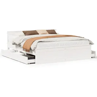 vidaXL Massivholzbett ohne Matratze mit Kopfteil Weiß 180x200 cm - Weiß