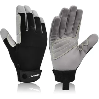 Intra-FIT Kletterhandschuhe Fingerhandschuhe Kunstleder Arbeitshandschuhe Abriebschutz Kletter-Sporthandschuhe Seilhandschuhe für Abseilen, Bergsteigen, Abenteuer, Outdoor-Sport,Rettung